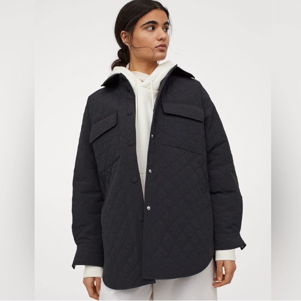 H&M Black Quilted Shacket